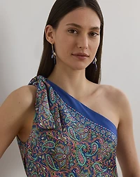 Paisley Twill One-Shoulder Blouse
