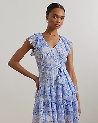 Floral Crinkle Georgette Tiered Dress