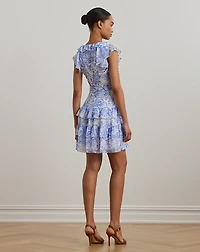 Floral Crinkle Georgette Tiered Dress
