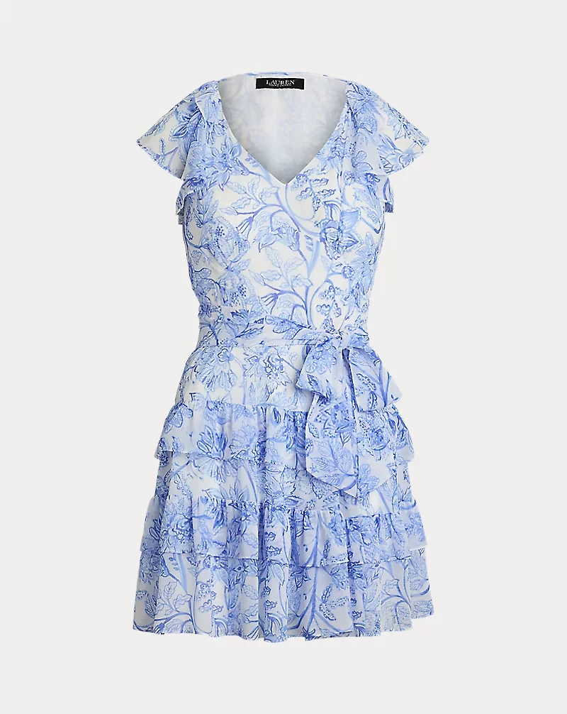 Floral Crinkle Georgette Tiered Dress