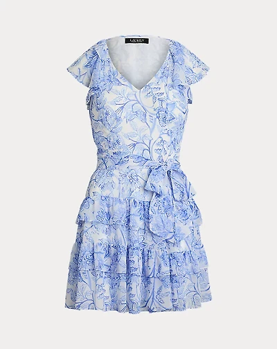 Floral Crinkle Georgette Tiered Dress