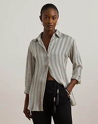 Relaxed Fit Striped Satin Shirt