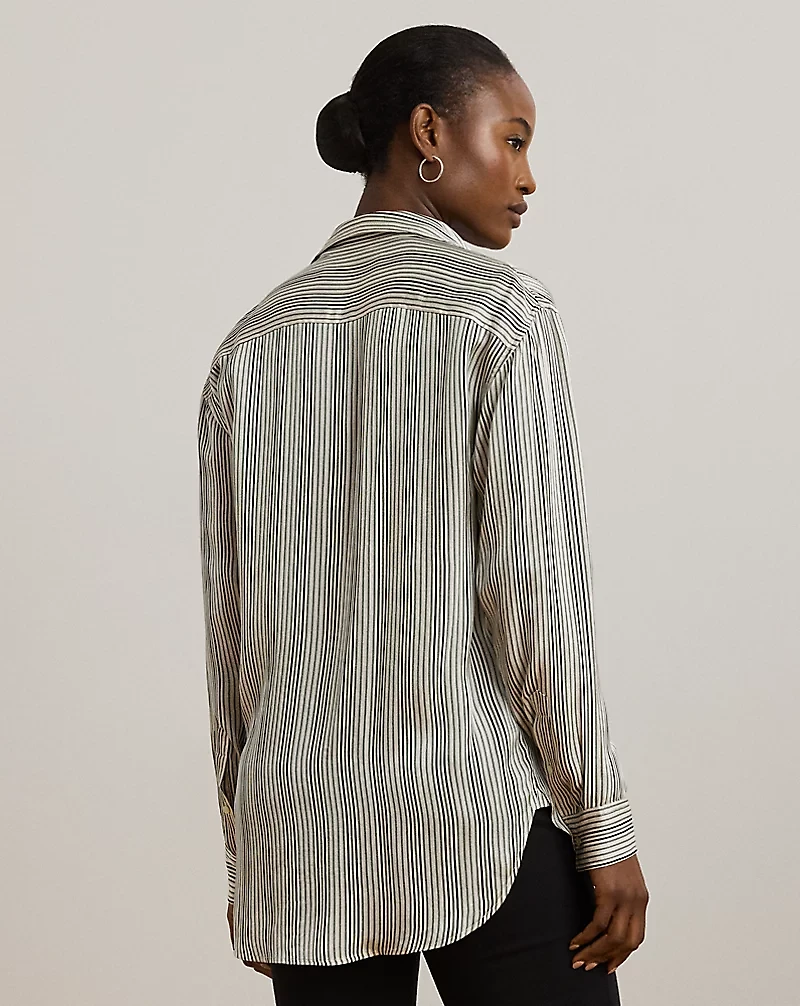 Relaxed Fit Striped Satin Shirt