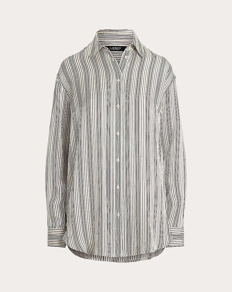 Relaxed Fit Striped Satin Shirt