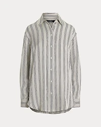 Relaxed Fit Striped Satin Shirt