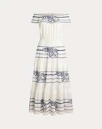 Embroidered Voile Off-the-Shoulder Dress