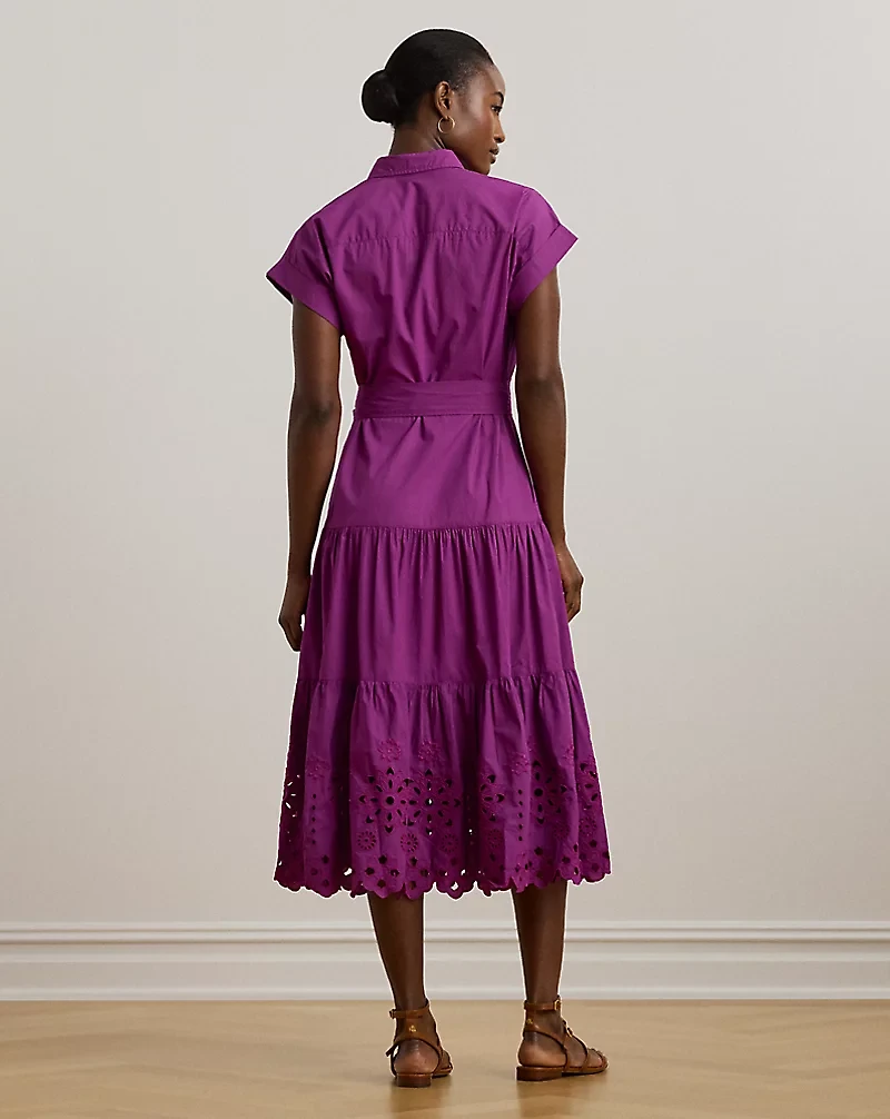 Eyelet Broadcloth Tiered Shirtdress