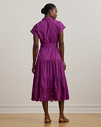 Eyelet Broadcloth Tiered Shirtdress