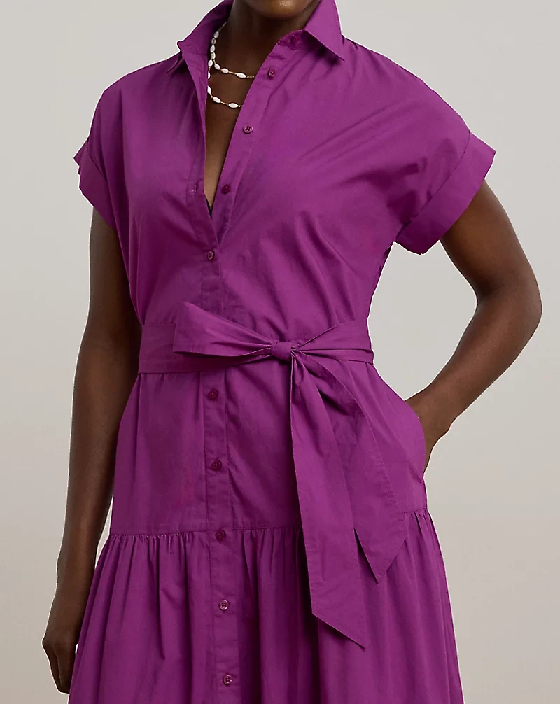 Eyelet Broadcloth Tiered Shirtdress