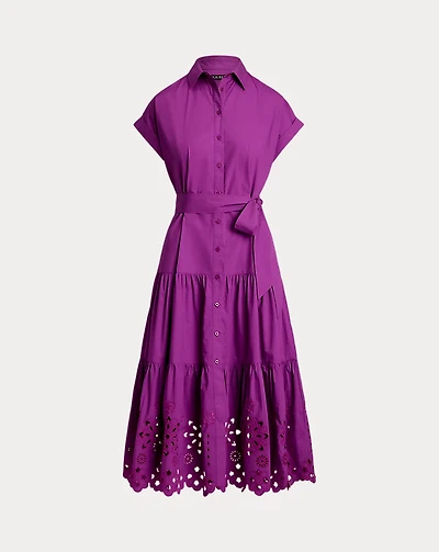 Eyelet Broadcloth Tiered Shirtdress