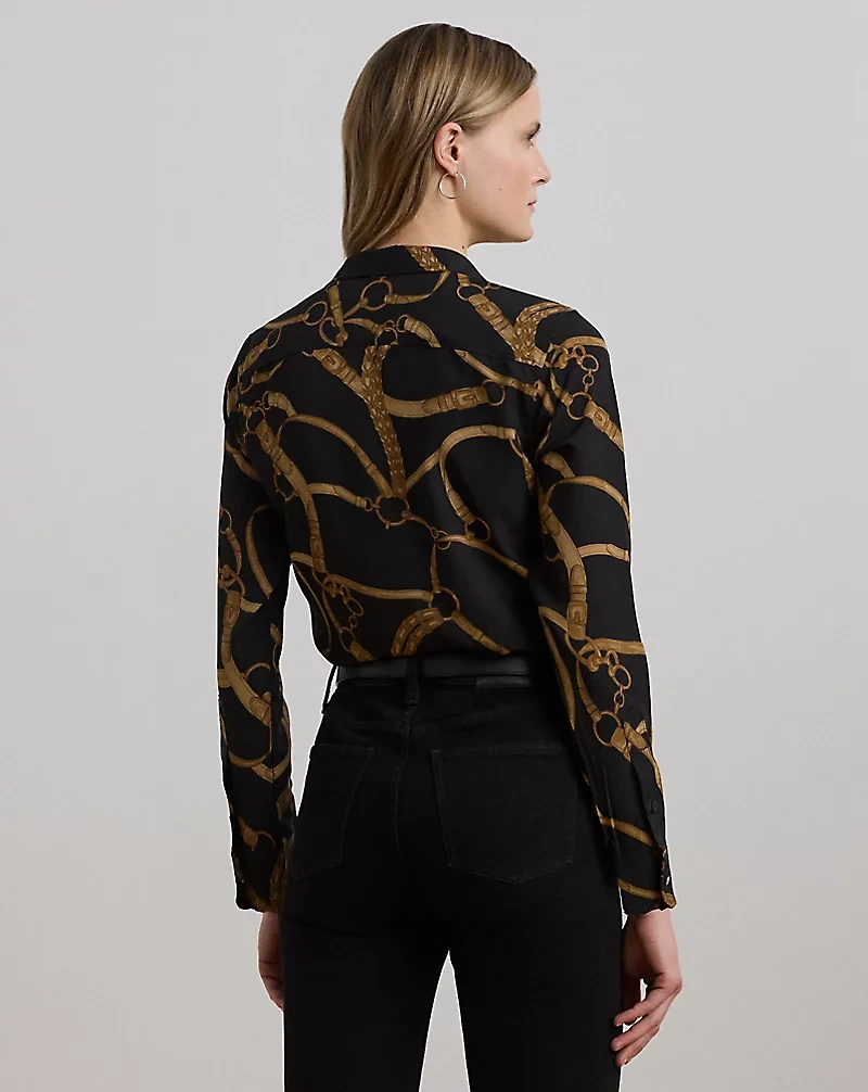 Classic Fit Belting-Print Crepe Shirt