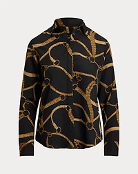 Classic Fit Belting-Print Crepe Shirt