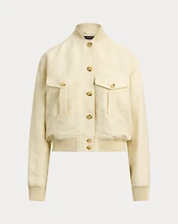 Linen-Blend Bomber Jacket