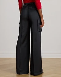 Satin Charmeuse Wide-Leg Cargo Pant