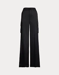 Satin Charmeuse Wide-Leg Cargo Pant