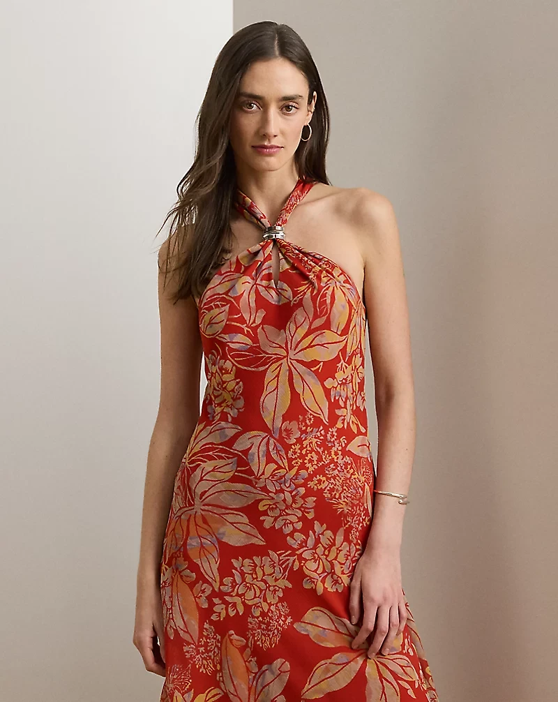 Floral Georgette Halter Dress