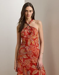 Floral Georgette Halter Dress