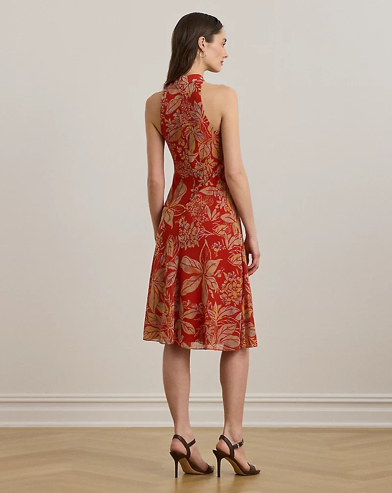 Floral Georgette Halter Dress