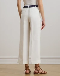 Pleated Linen-Blend Twill Wide-Leg Pant