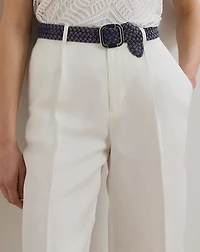 Pleated Linen-Blend Twill Wide-Leg Pant