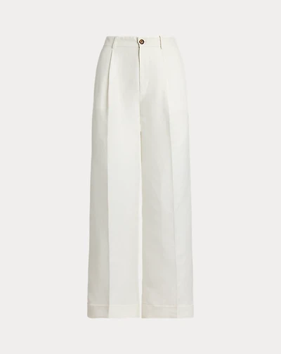 Pleated Linen-Blend Twill Wide-Leg Pant