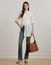 Pintucked Cotton Dobby Shirt