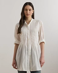 Pintucked Cotton Dobby Shirt