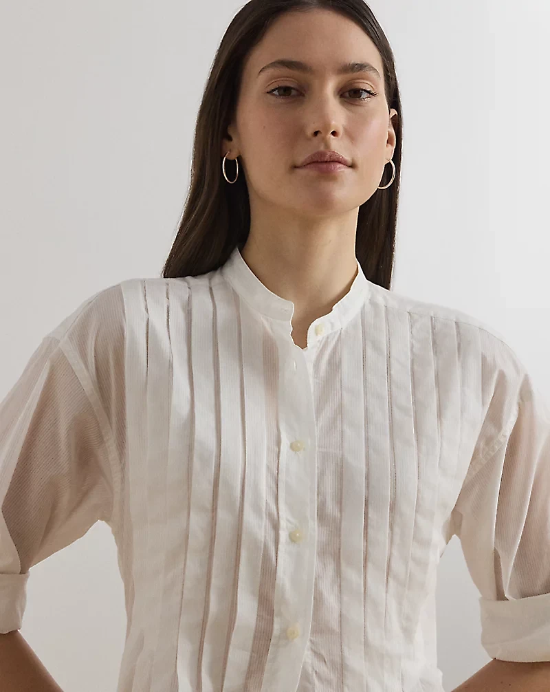 Pintucked Cotton Dobby Shirt
