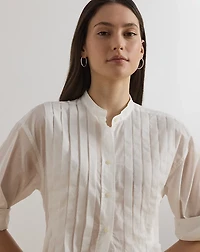 Pintucked Cotton Dobby Shirt