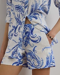 Paisley Linen Drawcord Short