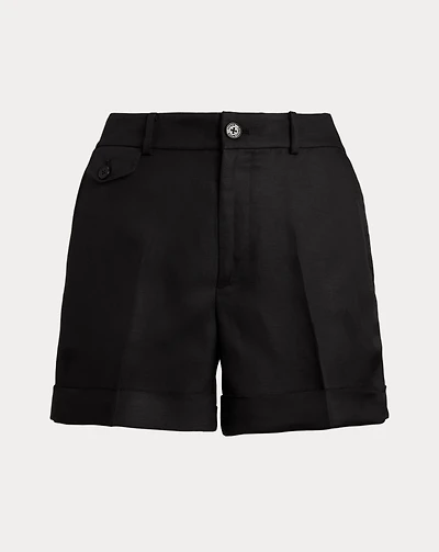 Pleated Linen-Blend Twill Short