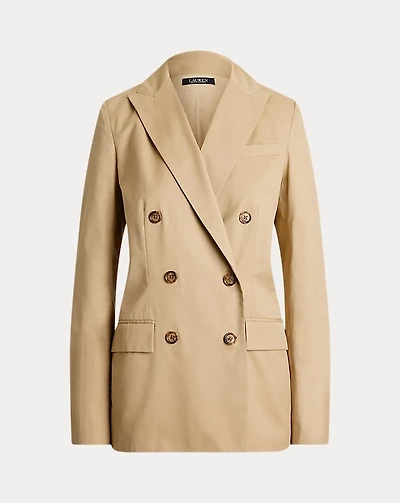 Double-Breasted Cotton Twill Blazer