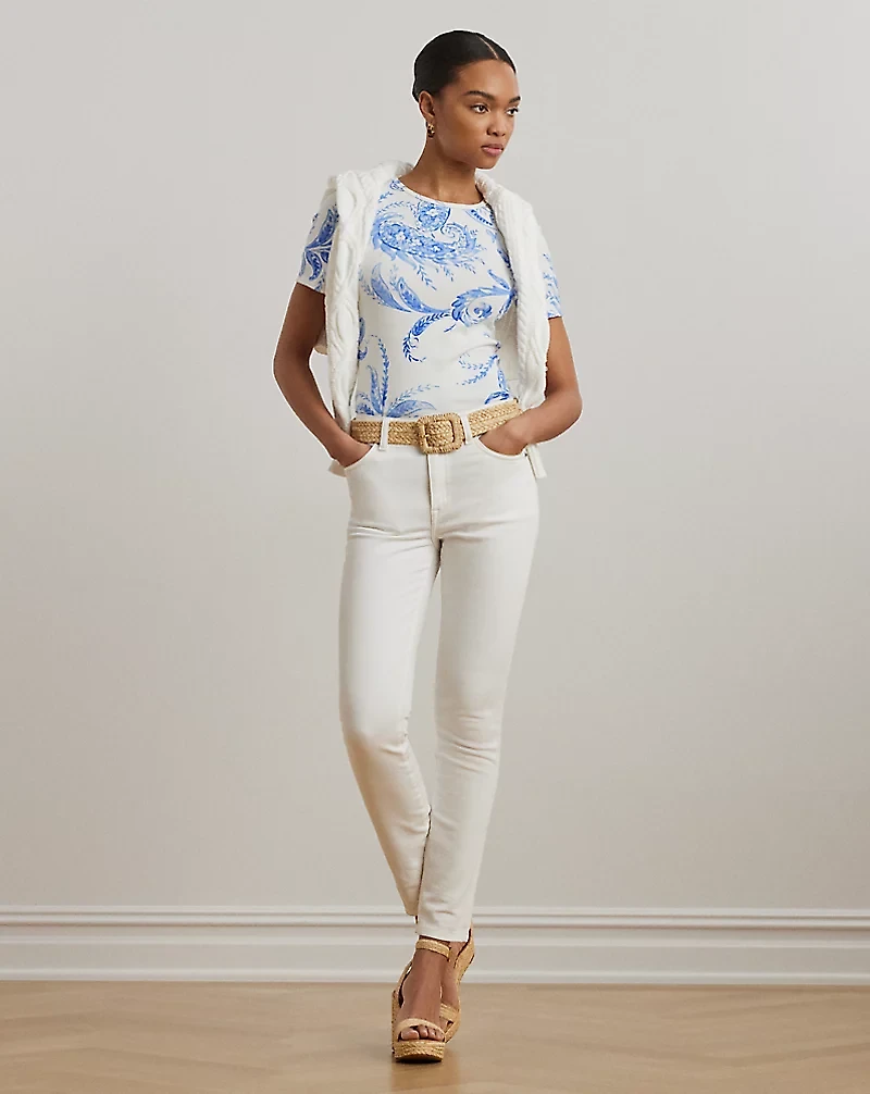 Paisley Stretch Cotton Crewneck Tee