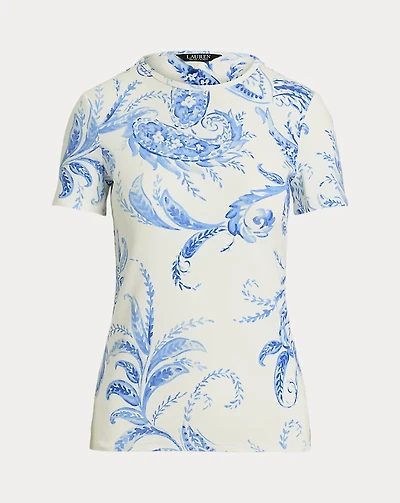 Paisley Stretch Cotton Crewneck Tee