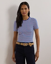 Striped Stretch Cotton Crewneck Tee