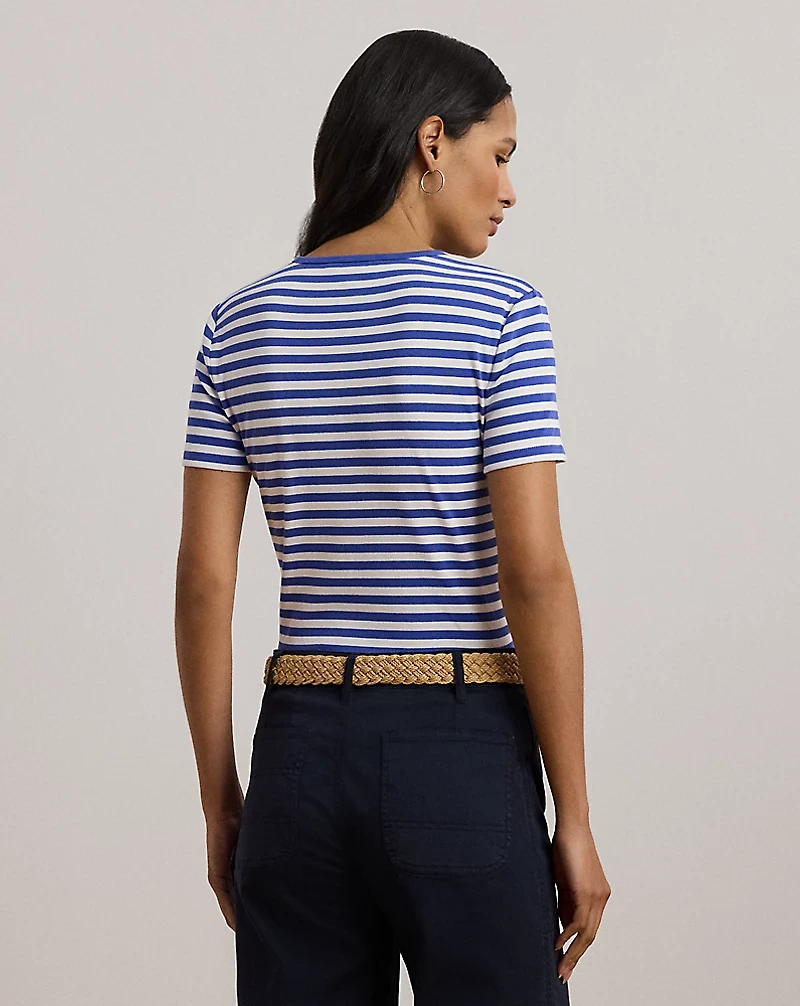 Striped Stretch Cotton Crewneck Tee