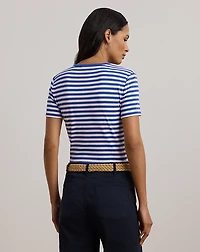 Striped Stretch Cotton Crewneck Tee