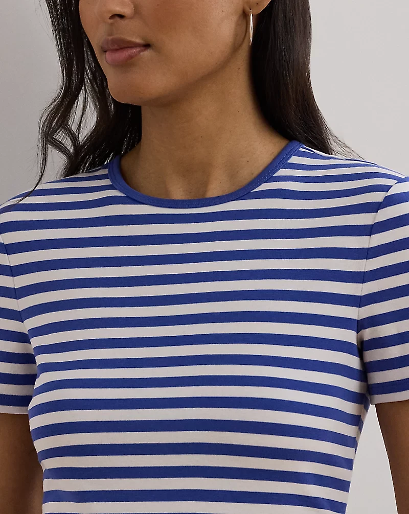 Striped Stretch Cotton Crewneck Tee