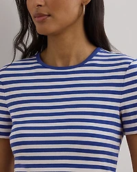 Striped Stretch Cotton Crewneck Tee