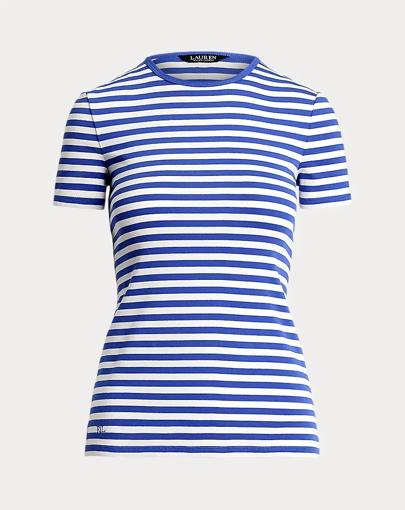 Striped Stretch Cotton Crewneck Tee