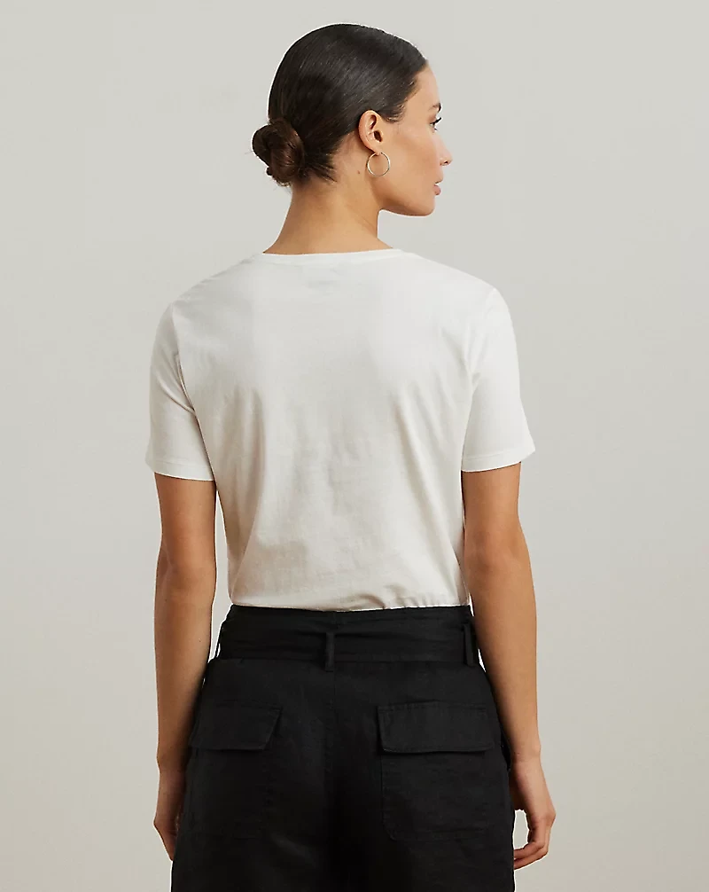 Beaded-Logo Cotton Jersey Tee