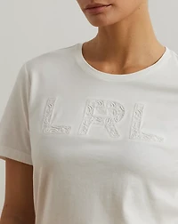 Beaded-Logo Cotton Jersey Tee
