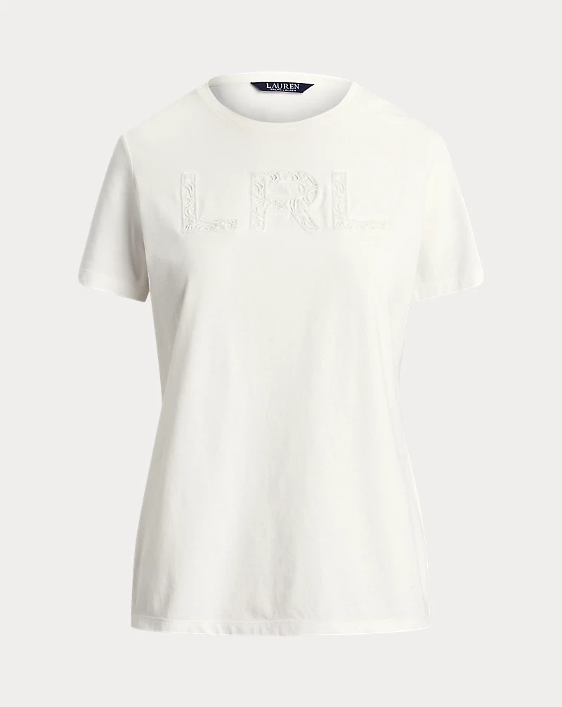 Beaded-Logo Cotton Jersey Tee