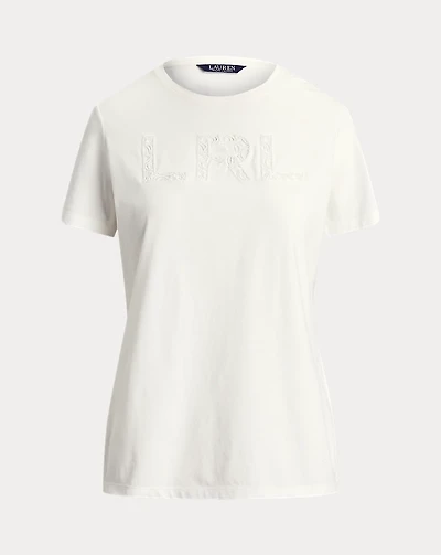 Beaded-Logo Cotton Jersey Tee