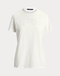 Beaded-Logo Cotton Jersey Tee