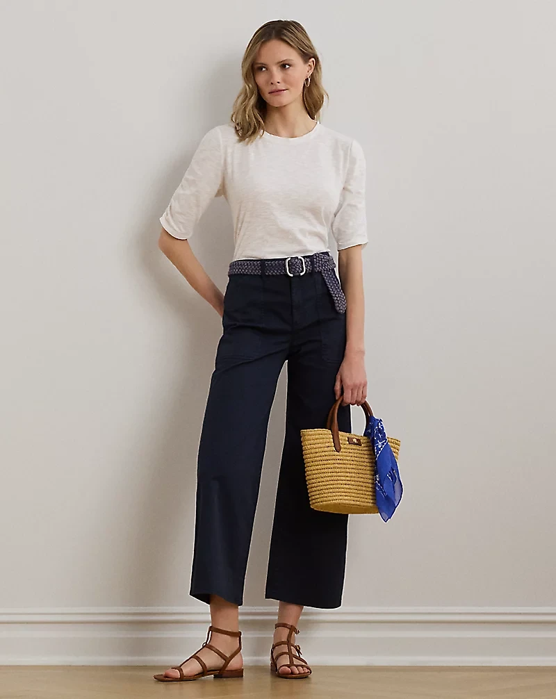 Slub Cotton Jersey Elbow-Sleeve Tee