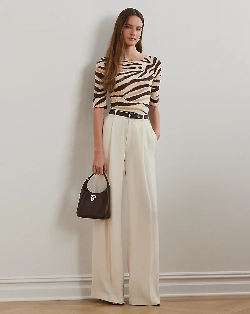 Zebra-Print Stretch Cotton Boatneck Tee