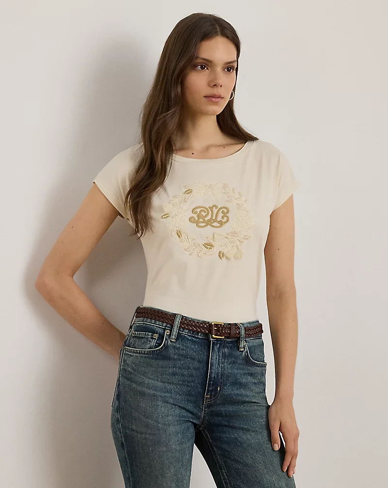 Embroidered-Logo Cotton Jersey Tee
