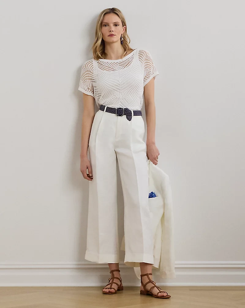 Geo-Motif Mesh Short-Sleeve Sweater
