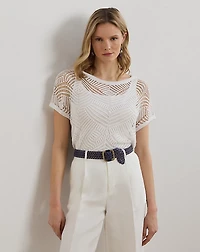 Geo-Motif Mesh Short-Sleeve Sweater